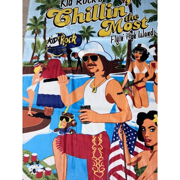 Kid Rock Concert Beach Towel Flyin High Island Jam Tour NEW NWT 36 x 60 Detroit - Picture 3 of 6